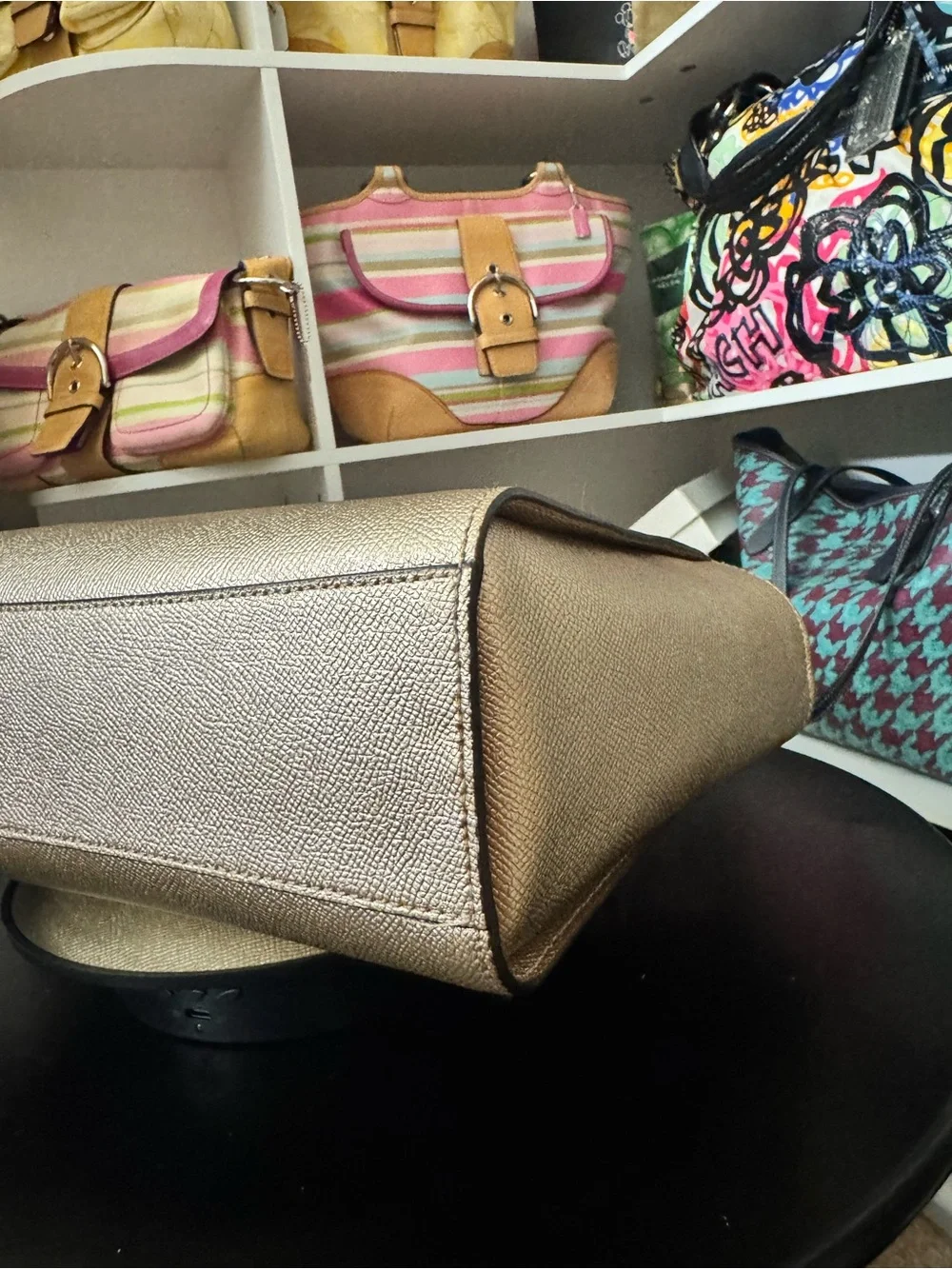 Coach Leah Metallic Gold Leather Satchel